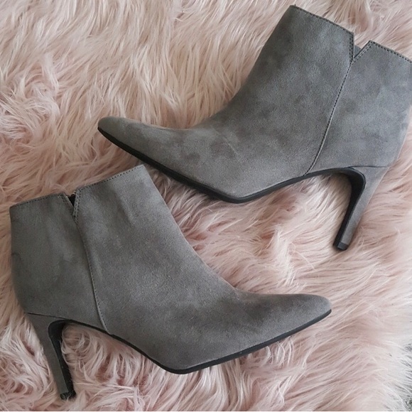 Sam & Libby Shoes - Gray Suede Ankle Boots